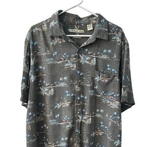 Batek Bay Mens Hawaiian Shirt 2XB Button Down Short Sleeve Sailboat Tiki Surf 2X